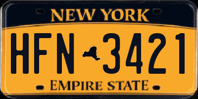 NY license plate HFN3421