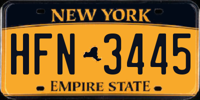NY license plate HFN3445