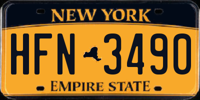 NY license plate HFN3490