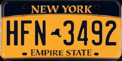 NY license plate HFN3492