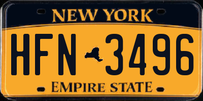 NY license plate HFN3496