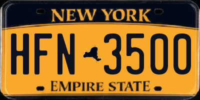 NY license plate HFN3500