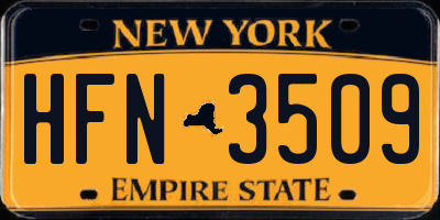 NY license plate HFN3509