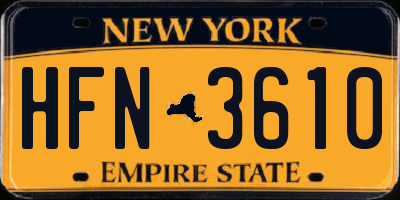 NY license plate HFN3610