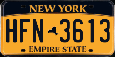 NY license plate HFN3613
