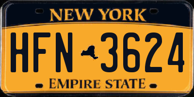 NY license plate HFN3624