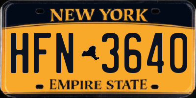 NY license plate HFN3640