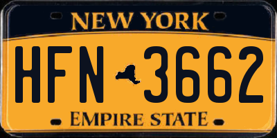 NY license plate HFN3662