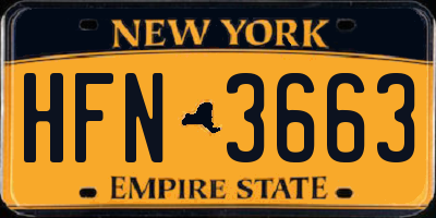 NY license plate HFN3663