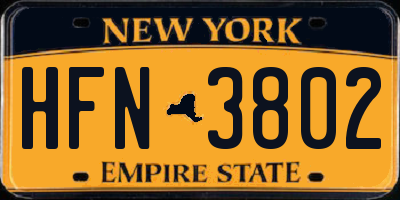 NY license plate HFN3802