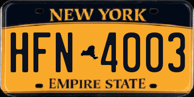 NY license plate HFN4003
