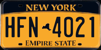 NY license plate HFN4021