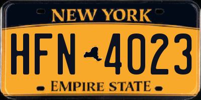 NY license plate HFN4023