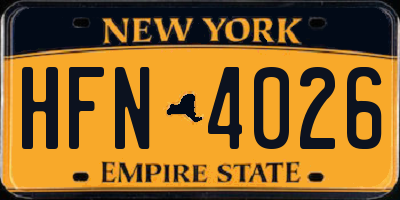 NY license plate HFN4026