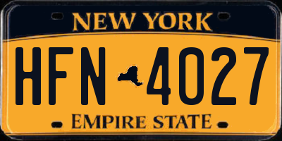 NY license plate HFN4027