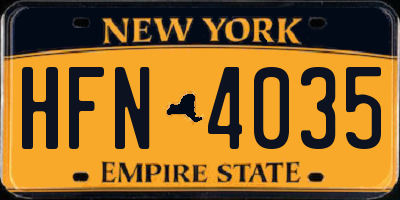 NY license plate HFN4035