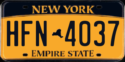 NY license plate HFN4037