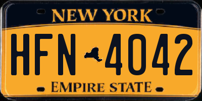 NY license plate HFN4042