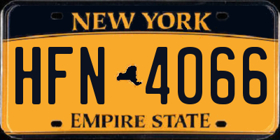 NY license plate HFN4066