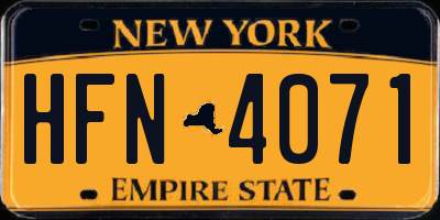 NY license plate HFN4071