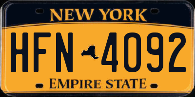 NY license plate HFN4092