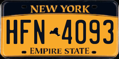 NY license plate HFN4093
