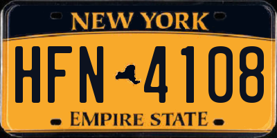 NY license plate HFN4108