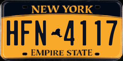 NY license plate HFN4117