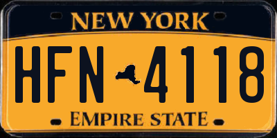 NY license plate HFN4118