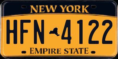 NY license plate HFN4122