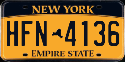 NY license plate HFN4136