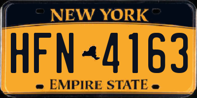 NY license plate HFN4163