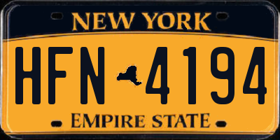 NY license plate HFN4194