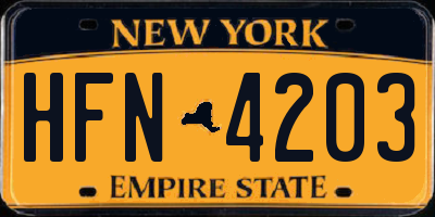 NY license plate HFN4203