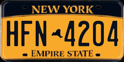 NY license plate HFN4204