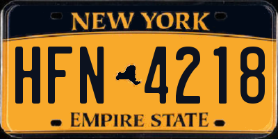 NY license plate HFN4218