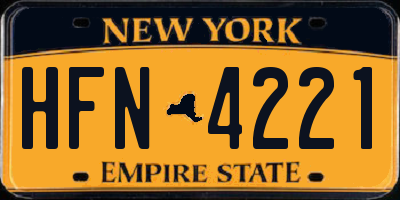NY license plate HFN4221