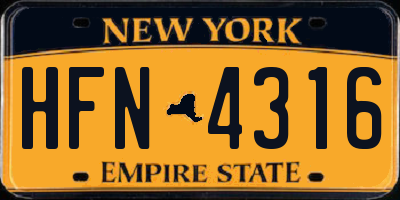 NY license plate HFN4316