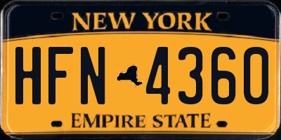 NY license plate HFN4360