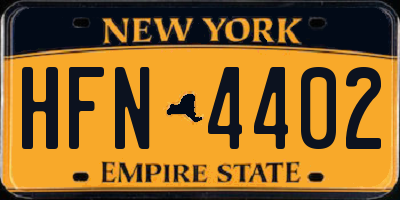 NY license plate HFN4402