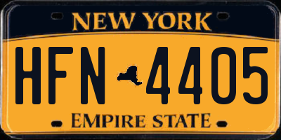 NY license plate HFN4405