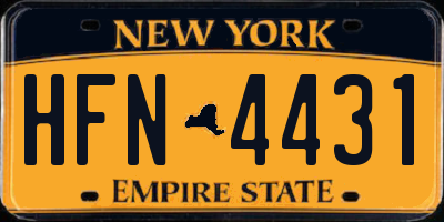 NY license plate HFN4431