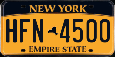 NY license plate HFN4500