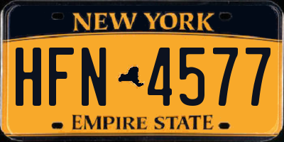 NY license plate HFN4577
