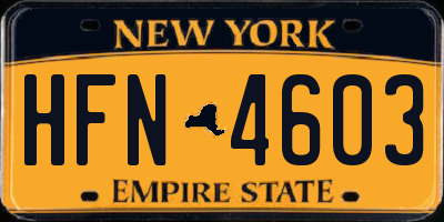 NY license plate HFN4603