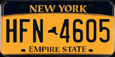 NY license plate HFN4605