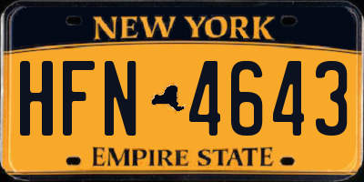 NY license plate HFN4643