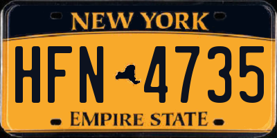 NY license plate HFN4735
