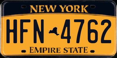 NY license plate HFN4762