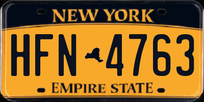 NY license plate HFN4763